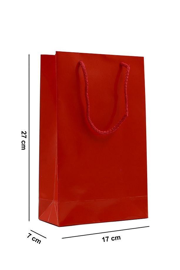 Kırmızı Premium Karton Çanta 17 x 27 x 7 cm 2 Adet Hediye Poşeti - 3