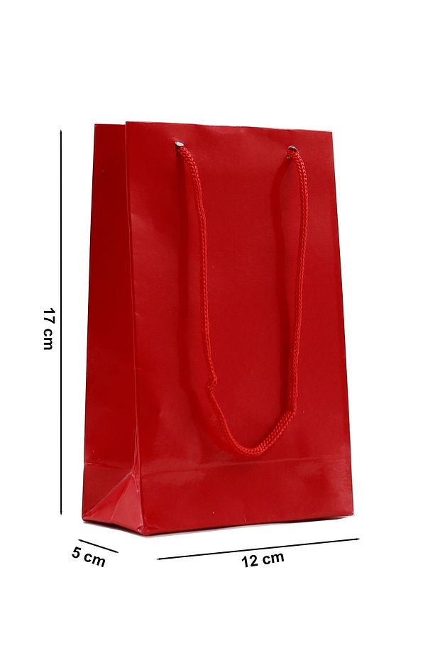 Kırmızı Premium Karton Çanta 12 X 17 X 5 Cm 2 Adet Hediye Poşeti - 3
