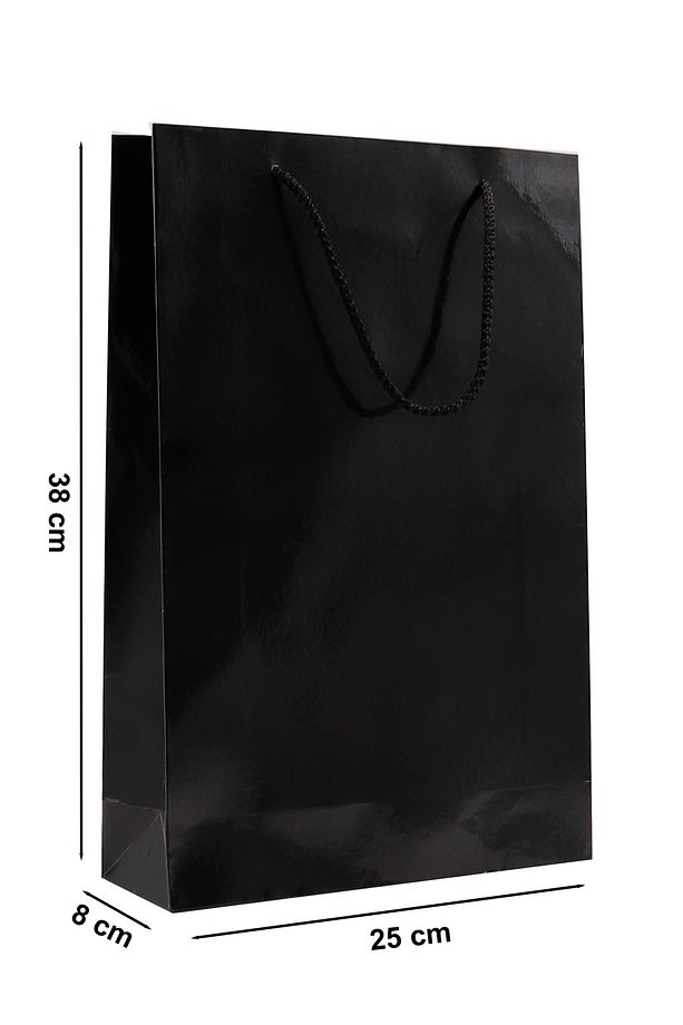 Siyah Premium Karton Çanta 25 x 38 x 8 cm 2 Adet Hediye Poşeti - 3
