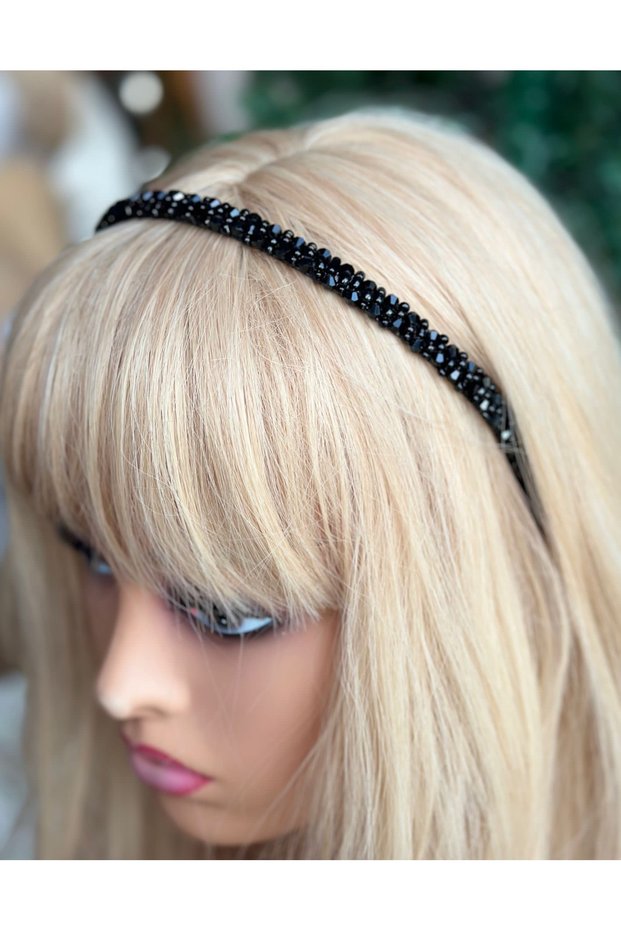 Trend luxury crystal 3 piece stone beaded row embroidered black crown model metal women's children's crown