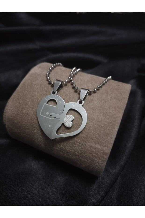 Double Puzzle Sweetheart Heart Necklace