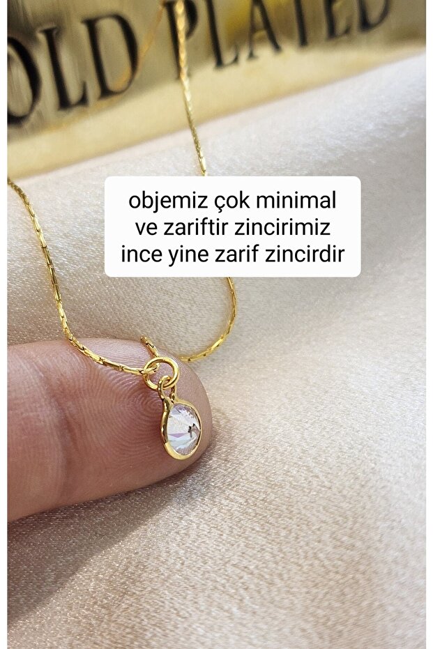 Kadın Tek Taş Kolye,minimal Kolye,ince Yılan Zincir,zarif Kolye,sevgililer Günü Hediyesi - 2