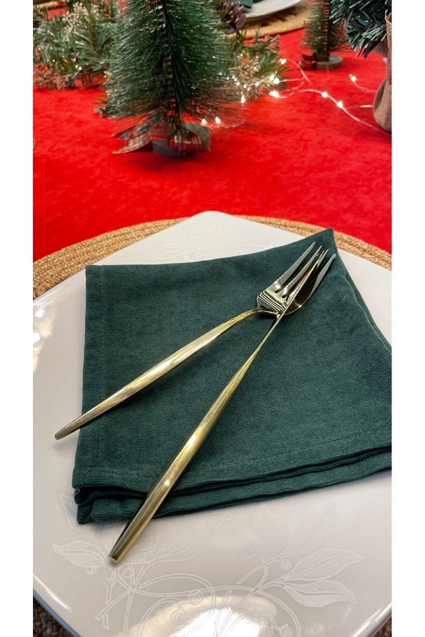 Pearl Velvet Textured 6-Piece Dark Green Napkins