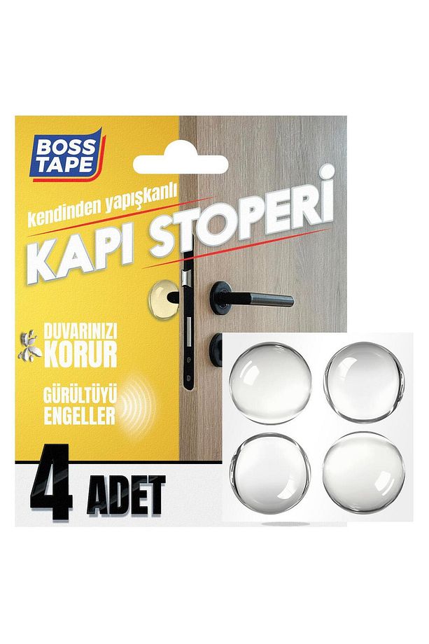 Yapışkanlı Kapı Stoperi Şeffaf 4 Adet Kapı Kolu Çarpma Engelleyici - 1