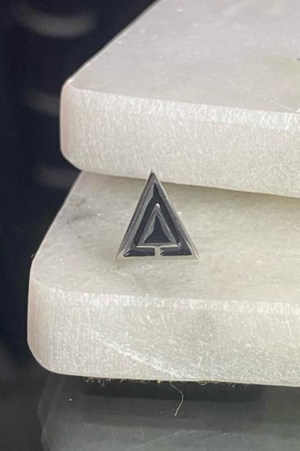 Unisex 316l Surgical Steel Silver Triangle Symbol Gothic Nail Earrings