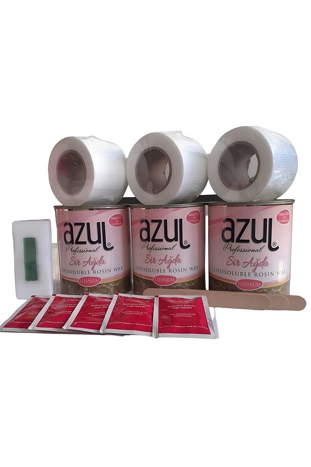 Pudralı Konserve Ağda 3adet 800ml. 3ad.rulo Ağda Bezi 5ad.mendil 3d.spatula Yüz Ağda Bandı - 1