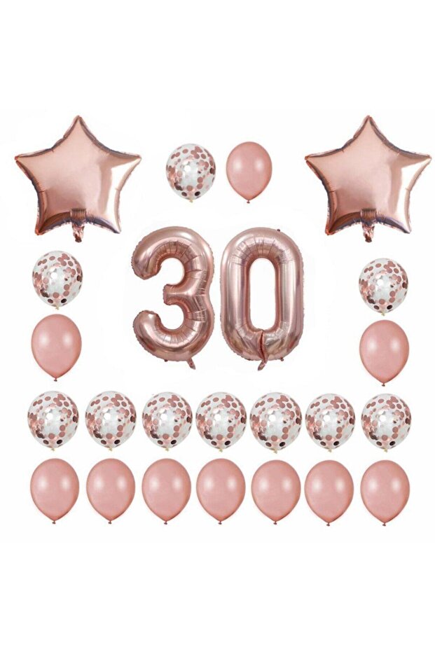 Rose Gold 30 Year Old Foil Balloon Set