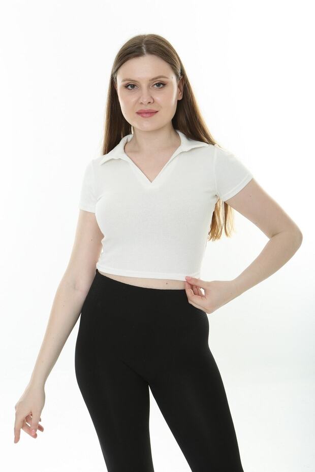 WOMEN'S POLO NECK CROP TROPHY CASHCORSE CROP T-SHIRT