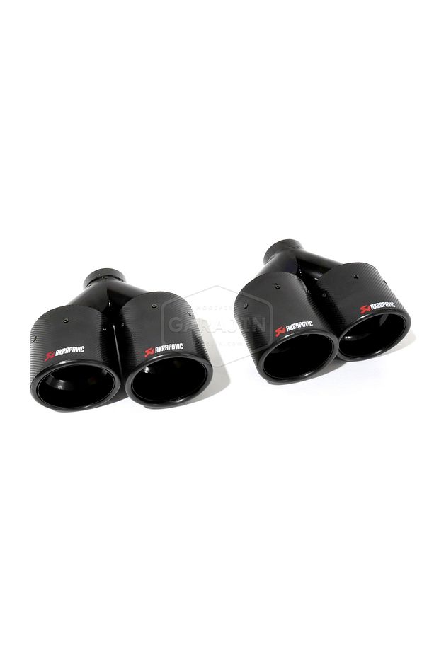Çift Çıkış 2'li Egzoz Ucu Seti Sağ Sol Akrapoviç Karbon Siyah (100mm) - 1