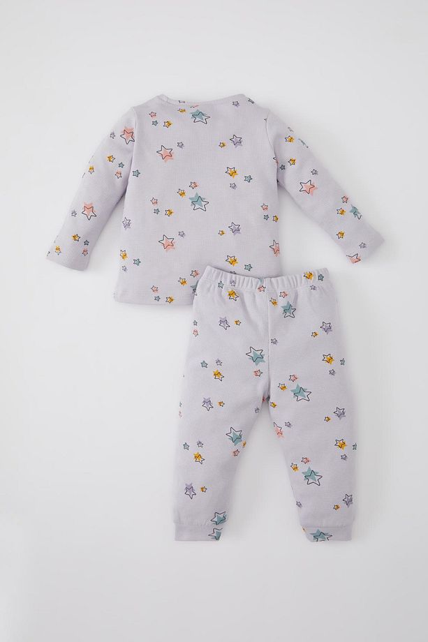 Kız Bebek Yıldız Desenli Uzun Kollu Waffle Pijama Takımı C0660a524sp - 5