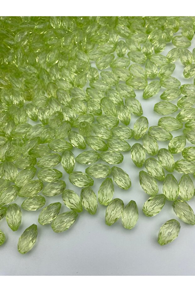 100gr Light Green Color Through Hole Drop Model Acrylic Beads, Jewelry, Bag Beads (~110 Pieces)