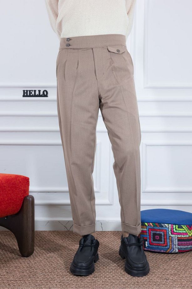 çift fileli rahat kalıp duble paça pantolon - 2