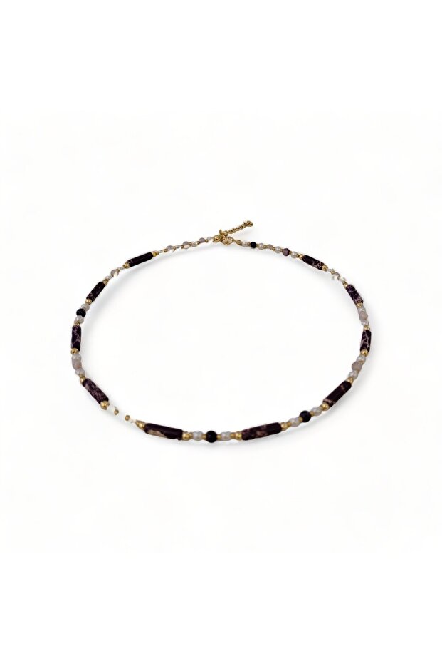 Natural Stone Necklace Glittering Necklace Purple Color