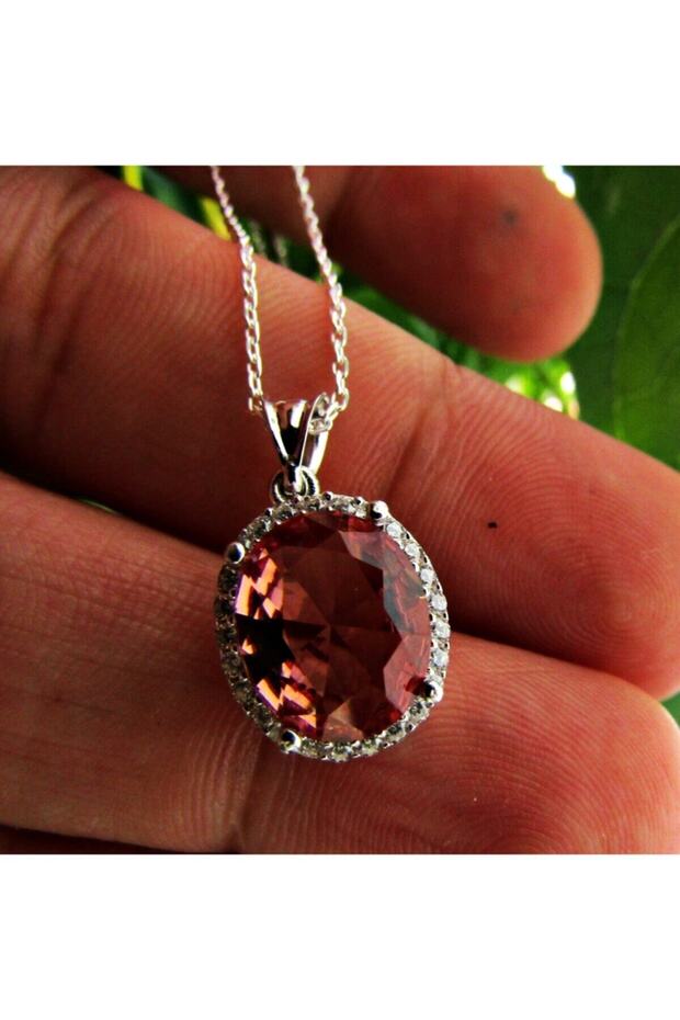 Gümüş Zultanit Oval Taşlı Kadın Kolye Küpe Yüzük Set - 7
