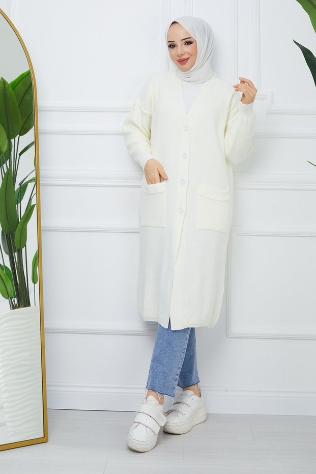 Women's Button Closure Pocket Knitwear Cardigan