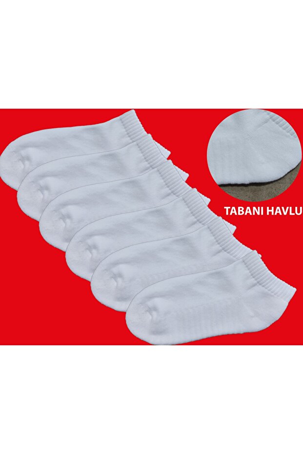 Unisex White Thick Sole Towel 6-Piece Socks