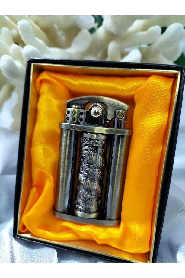 Benzinli Çakmak Metal Gövde Şık Tasarım Stres Çarklı Antik Çakmak Zippo Çakmak - 6