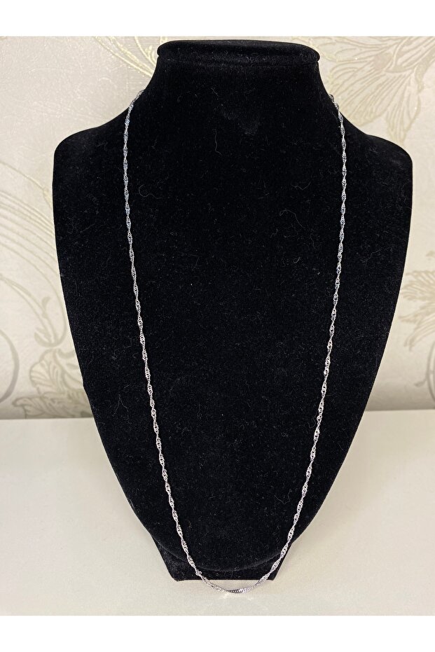 Steel 60cm Singapore chain necklace