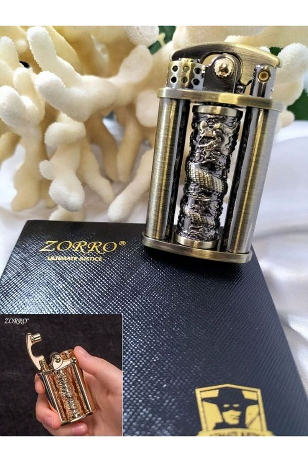 Benzinli Çakmak Metal Gövde Şık Tasarım Stres Çarklı Antik Çakmak Zippo Çakmak - 1