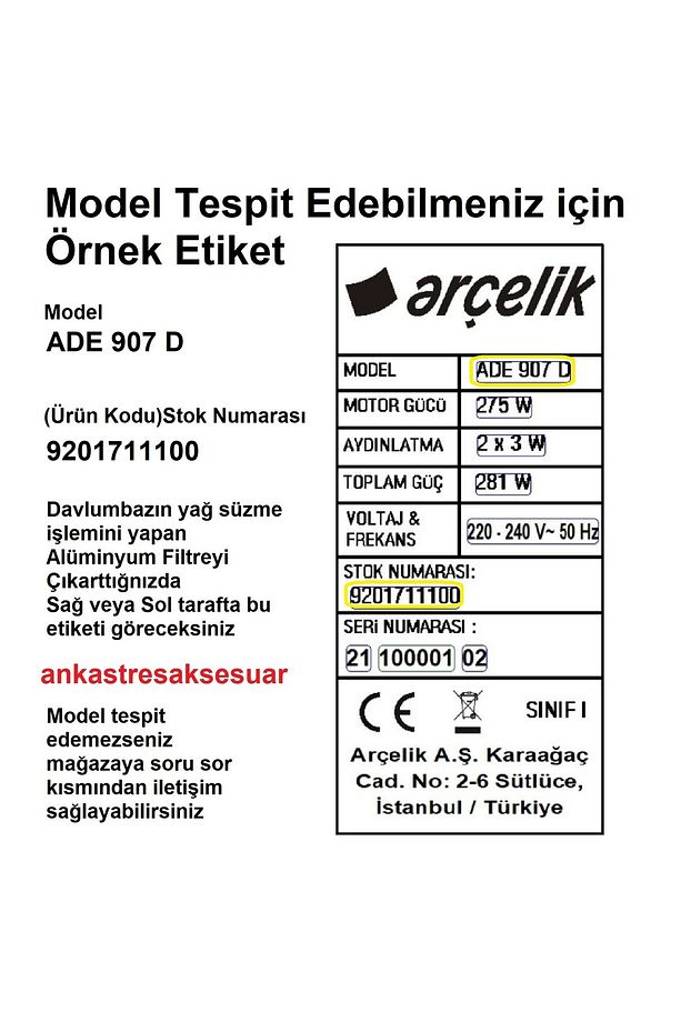 ADE606-2S 7704331104 Davlumbaz Aspiratör Karbon Filtre Bacasız Kullanım Filtresi 165732002 - 4