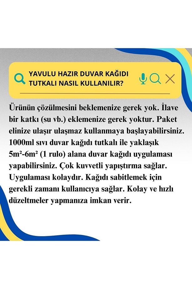 Hazır Sıvı Duvar Kağıdı Tutkalı / Duvar Kağıdı Yapıştırıcısı Tutkalı Glitolin 1L(1000ml) - 3
