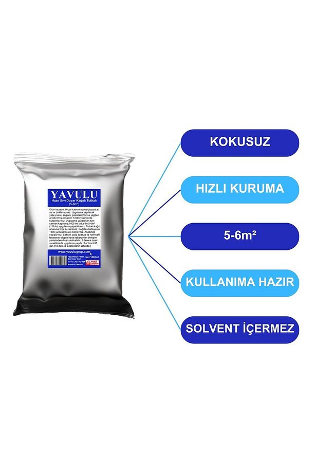 6'lı 1 Litre Duvar Kağıdı Uygulama Seti / Hazır Duvar Kağıdı Yapıştırıcısı Tutkalı 1Litre(Sıvı) - 2