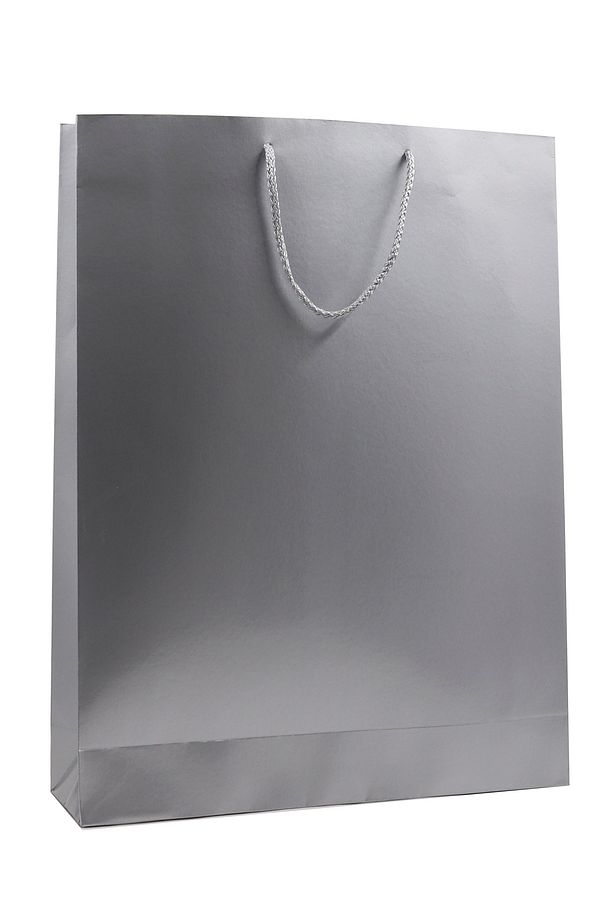 Gümüş Premium Karton Çanta 35 x 45 x 9 cm 2 Adet Hediye Poşeti - 1