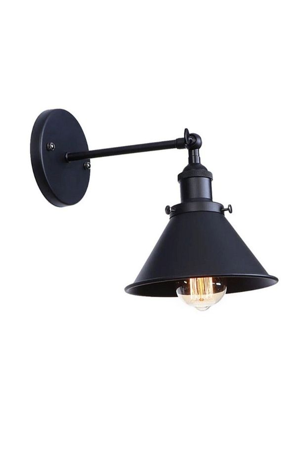 Retro Rustik Mafsalı Siyah Hareketli Aplik Duvar Aplik Tavan Avize En 22 Cm - 1