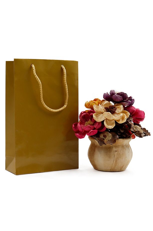 Gold Premium Karton Çanta 17 x 27 x 7 cm 2 Adet Hediye Poşeti - 1