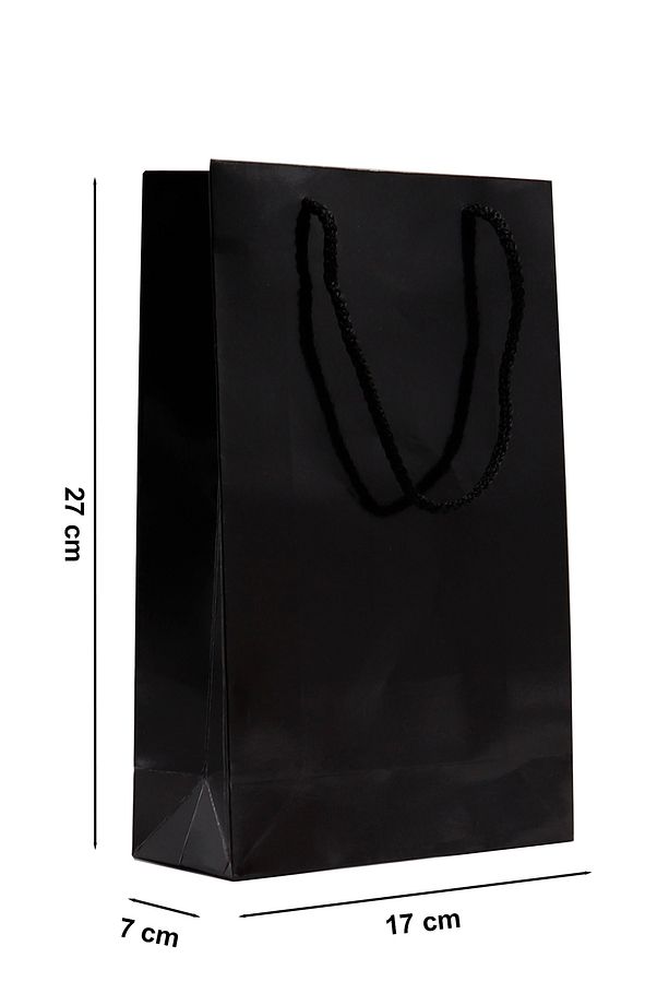 Siyah Premium Karton Çanta 17 x 27 x 7 cm 2 Adet Hediye Poşeti - 3