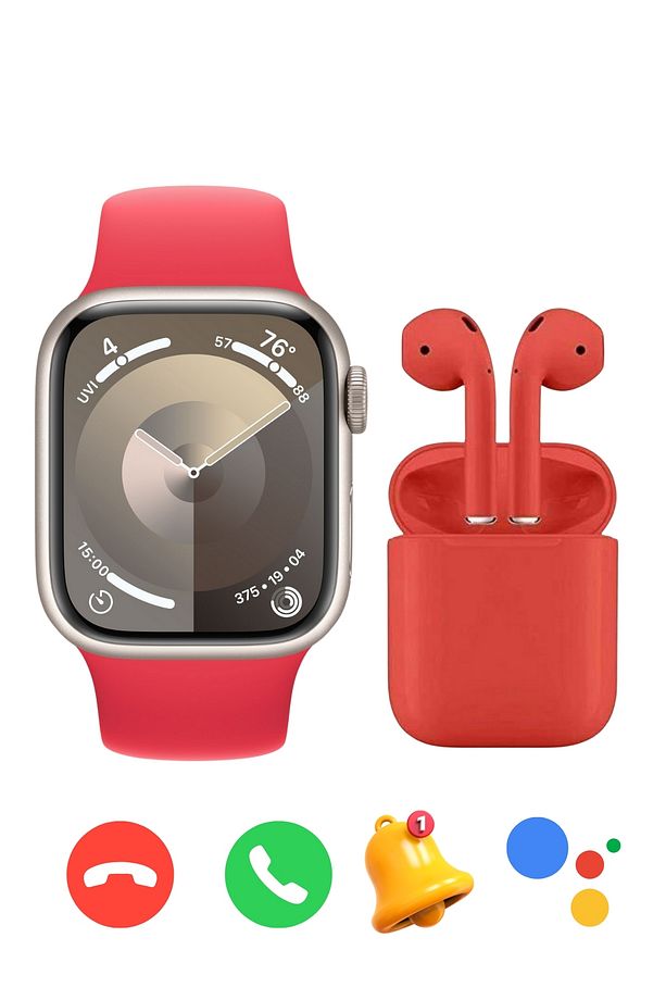 Iphone 12 Uyumlu Watch 9 Series T900 Pro Max Akıllı Saat + i12 Bluetooth Kulaklık - 1