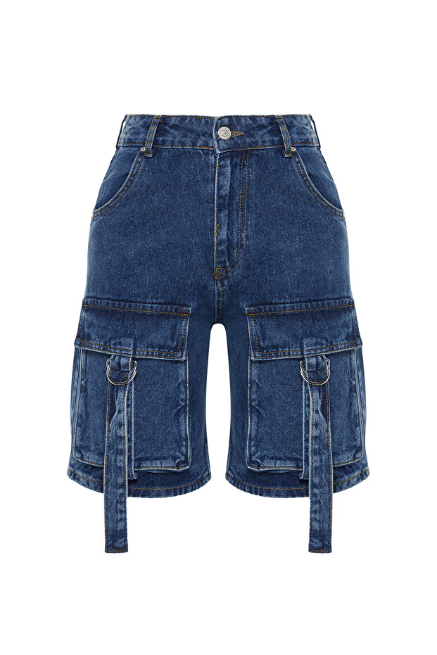 Mavi Kargo Cepli Normal Bel Denim Bermuda TWOSS24SR00014 - 7