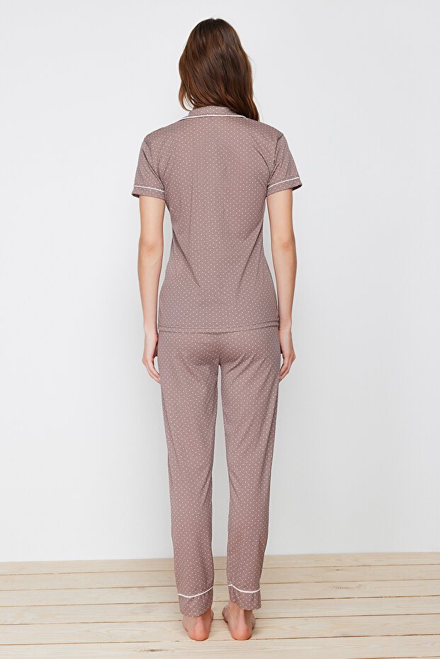 Vizon Baskılı Gömlek-Pantolon Örme Pijama Takımı THMSS21PT0876 - 6