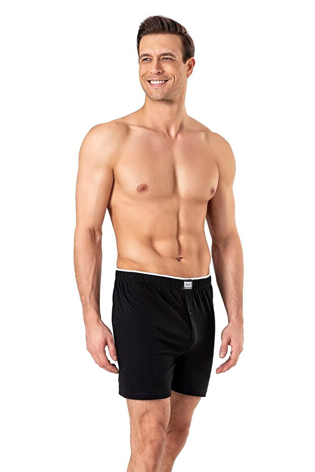 Siyah Düz Erkek Boxer Şort - 2