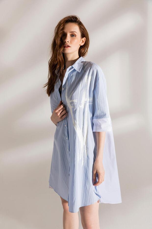 23YG042 BASKILI GÖMLEK - 1