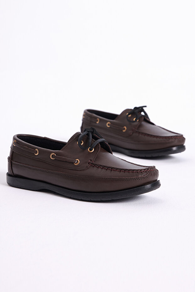 Men's Brown Front Laced Genuine Leather Casual Shoes