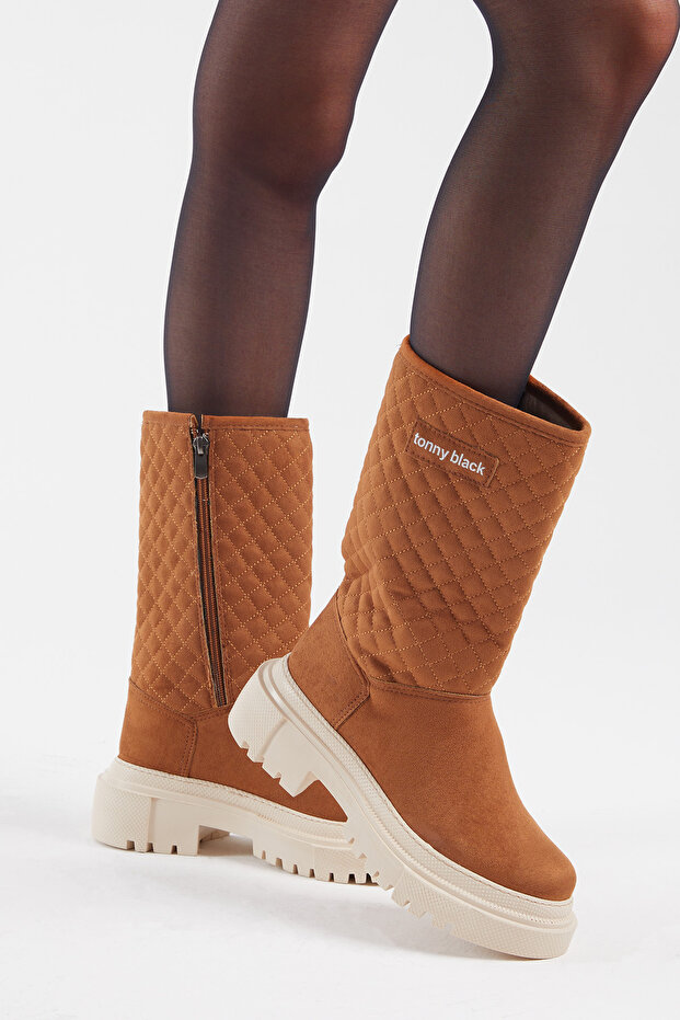 Wygodne, długie buty damskie z pikowanym wzorem - 2