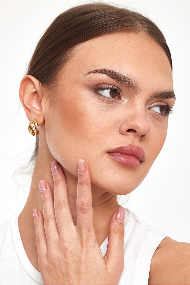 Kadın Üçlü Halka Gold Küpe - 2