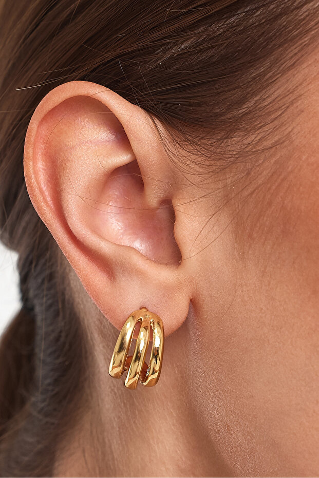 Kadın Üçlü Halka Gold Küpe - 1