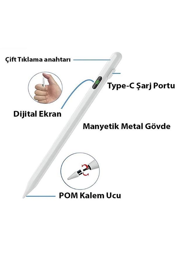 Dijital Göstergeli Universal Kapasitif Stylus Windows Android Ios Tablet Uyumlu Dokunmatik Kalem - 4