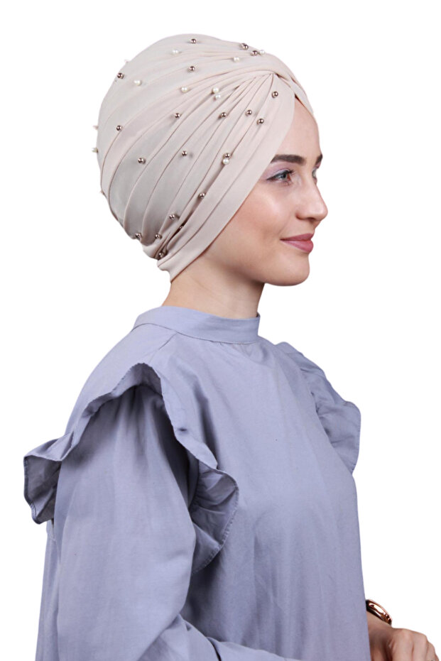 Women's Hijab with Pearls and Stones Vera Outer Bonnet Stone Color
