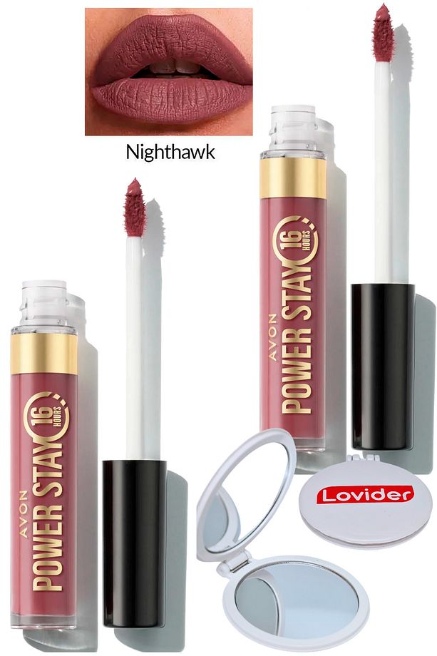 Power Stay Likit Mat Ruj - Nighthawk 2'li + Lovider Cep Aynası Hediye - 1