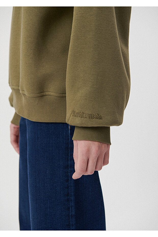 Bisiklet Yaka Haki Basic Sweatshirt 1610198-71547 - 5