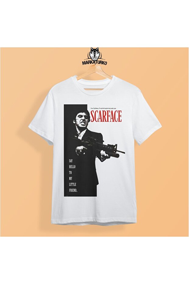 Scarface Printed White Special Design Cotton Combed Unisex T-shirt 206-b34