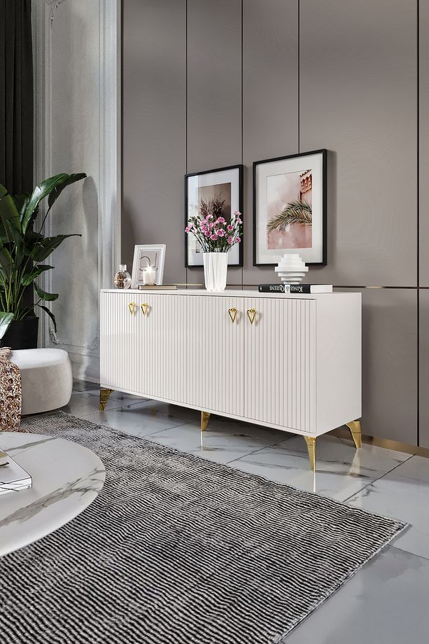 Zeugma Konsol Mdf Mebran Kapak Ekru Gold - 1