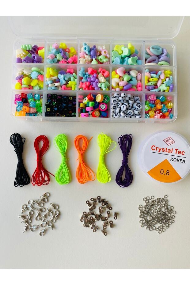 No:22 Acrylic Figure Bead Letter Bead Fimo Bead Jewelry Making Set Children's Hobby Set