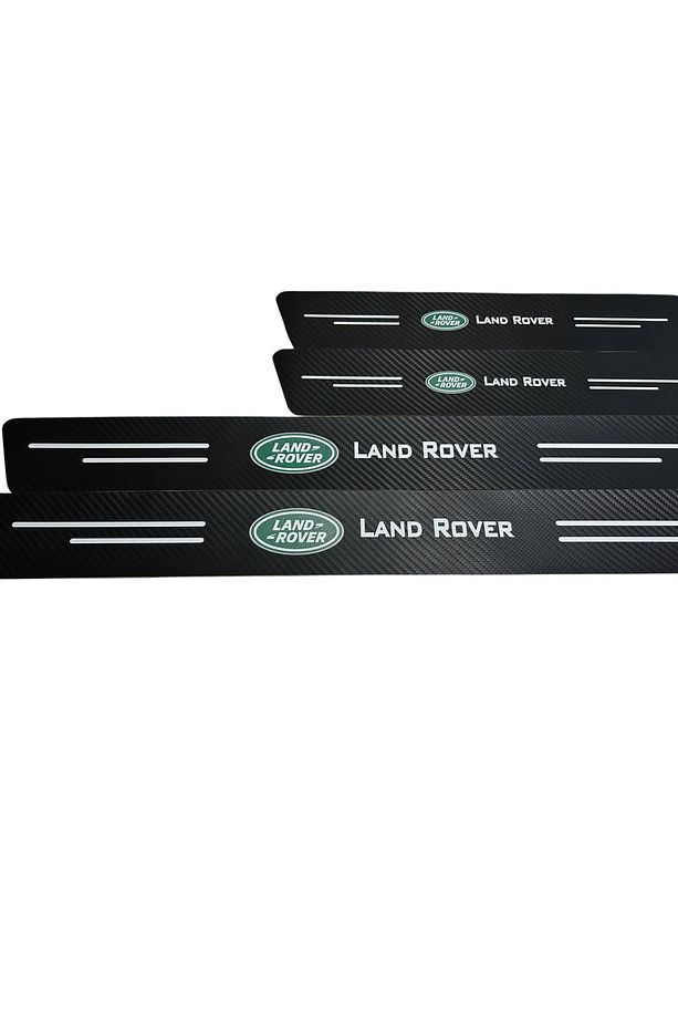 Land Rover Logolu Karbon Kapı Eşiği Koruyucu Bant Folyo 4'lü Set - 1