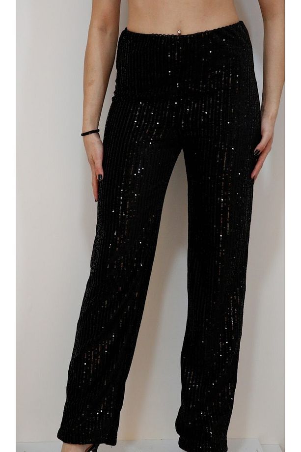 PUL İŞLEMELİ BOL PAÇA PANTOLON - 1
