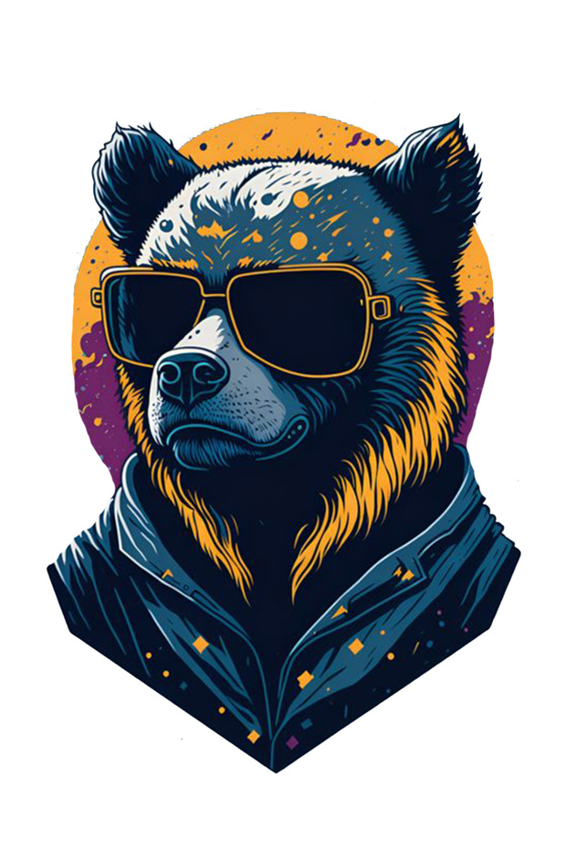 Cool Glasses Bear Car, Motorcycle, Helmet, Laptop, Glass Sticker 13x11 Cm