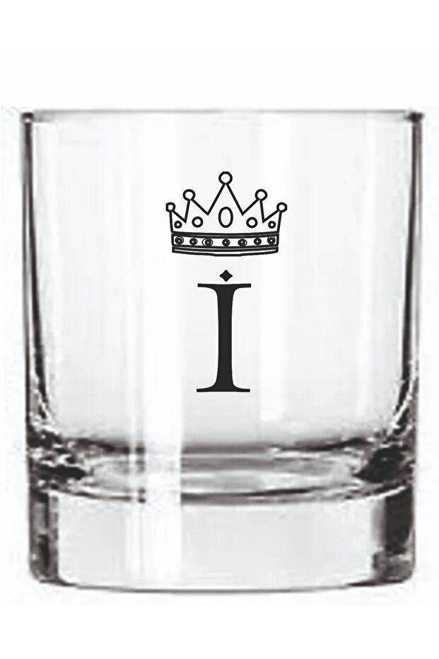 Single Crowned Letter Printed Whiskey and Soft Drink Glass